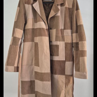 Manteau vintage en patchwork de daim