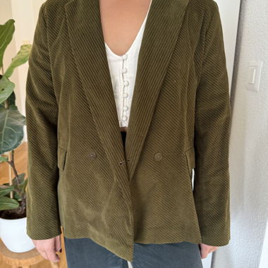 Blazer vert en velours côtelé