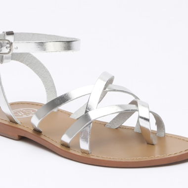 Silver Leather Gladiator Sandals