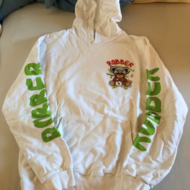 Sweat blanc à capuche Robber