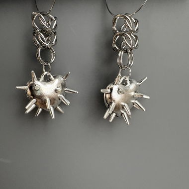 Boucles d'oreilles coeur cloutees