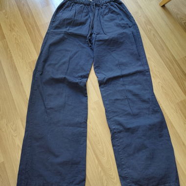 Wide-Leg Navy Pants