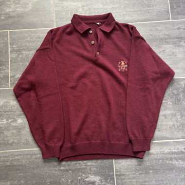Vintage Italy Bordeaux wool long-sleeve polo