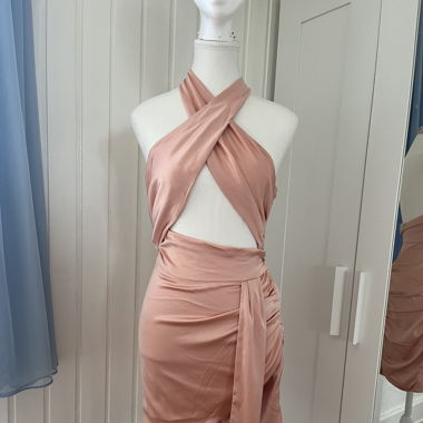 Oh Polly pink satin dress