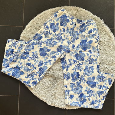 Pantalon à motifs floraux, long et large 