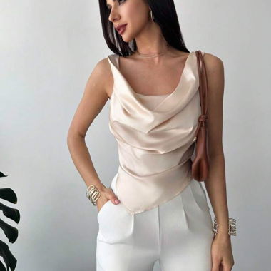 Haut en satin beige