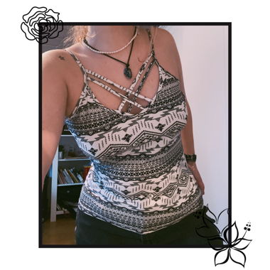 black & white printed top