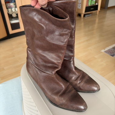 Brown leather boots