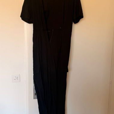 Mango Black Short-Sleeve Jumpsuit 