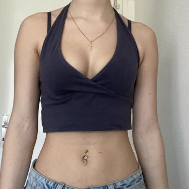 Dark Blue Halter Crop Top