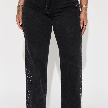 Jeans neri con strass