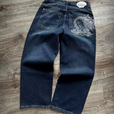 Y2k Dunkelblaue Baggy-Jeans