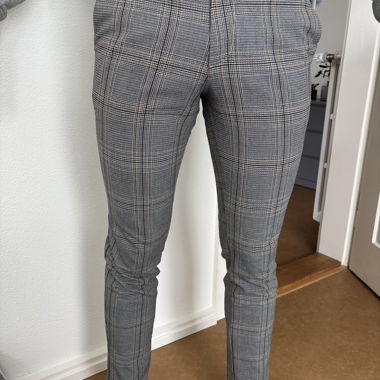 Checked Stretch Fabric Trousers
