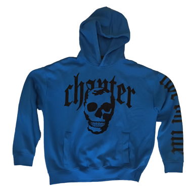 blauer Hoodie mit Aufdruck