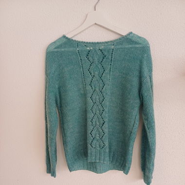 Turquoise sweater with wool and mohair