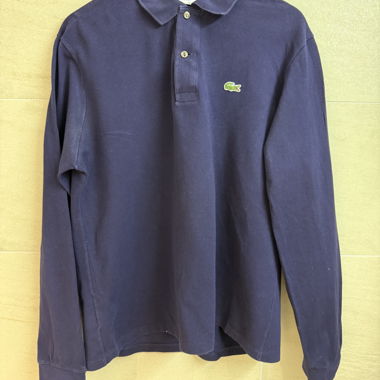 Polo Lacoste manches longues bleu - Taille L
