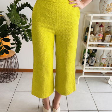 Pantalon large limette texturé