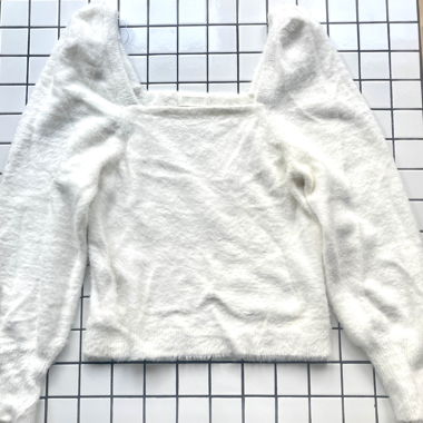 Fluffy puffy sleeved knit jumper