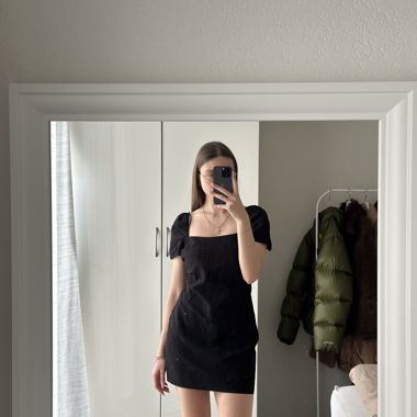Black Mini Dress with Puff Sleeves