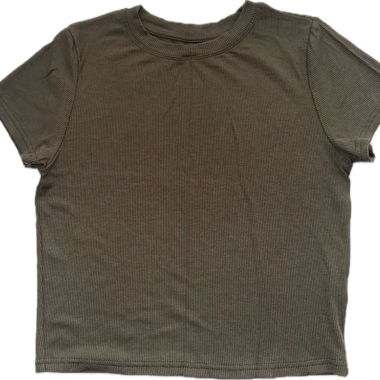 Grünes Olivfarbenes Ripp-Cropped-T-Shirt