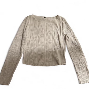Top a maniche lunghe testurizzato color crema