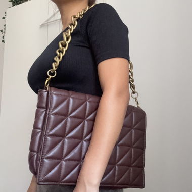 Sac bandoulière matelassé brun ZARA