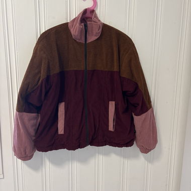 Veste en polaire côtelée rose/marron