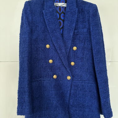 Blazer blu bouclé Zara taglia XS