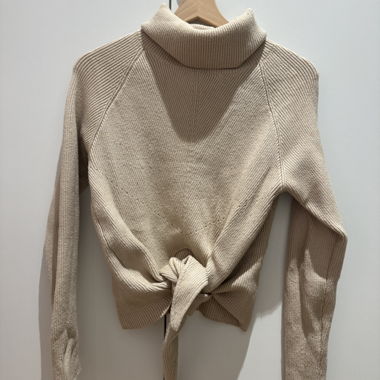 Knit jumper with roll neck & knot detail