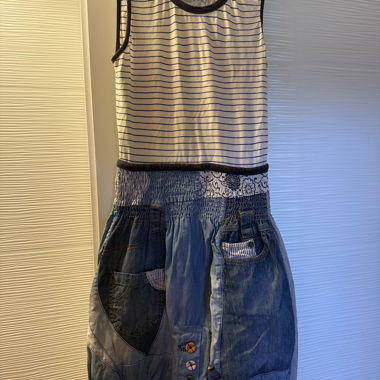 Robe jeans marinière 
