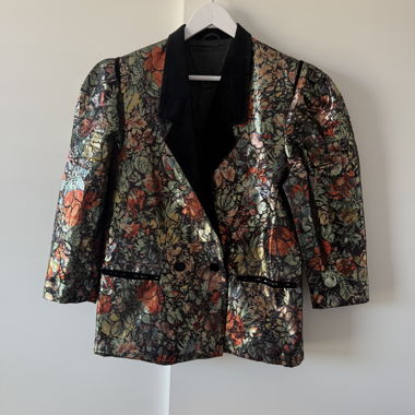 Vintage Floral metallic blazer with black lapels