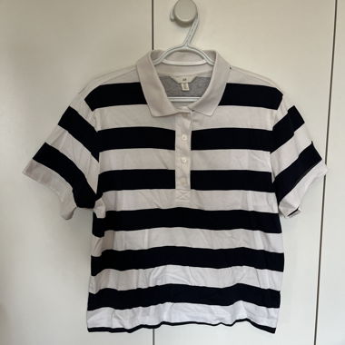 T-shirt rayé bleu marine/blanc