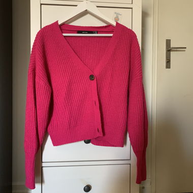 Pink Strick-Cardigan mit V-Ausschnitt