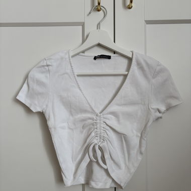 Zara Ribbed Tie Front Top