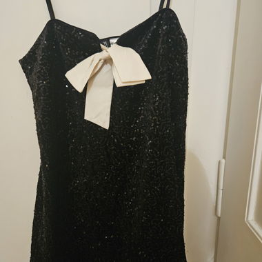Black sequin dress with bow, size S