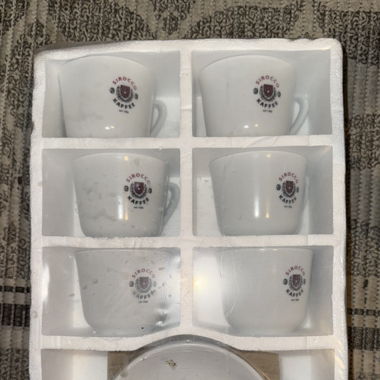 Set aus 6 neuen Sirocco-Kaffeetassen mit Teller