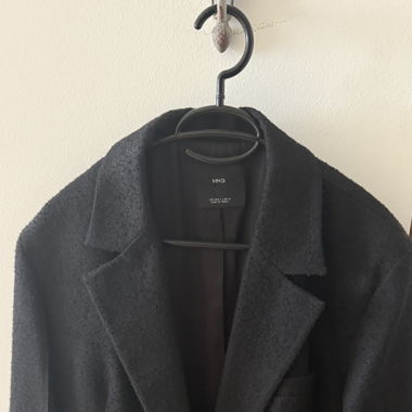 Black Wool-Blend Coat 
