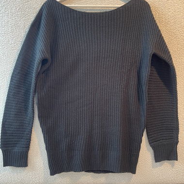 Black knit crewneck sweater