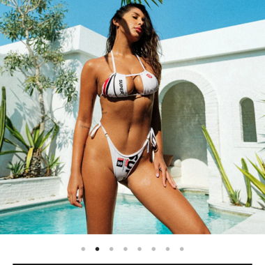 COLORSUPER Racer White Brazilian Bikini Set