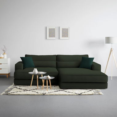 Dunkelgrünes Ecksofa