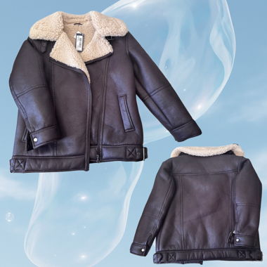 Braune Shearling-Jacke