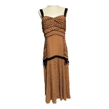 Self-Portrait Brown chiffon polka dress