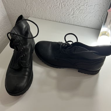 Black Lace-Up Ankle Boots