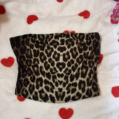 Bandeau-Crop-Top mit Leopardenmuster