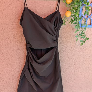 ZARA black draped mini dress XS