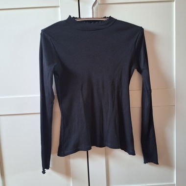 Schwarzes Ripp-Langarmshirt S