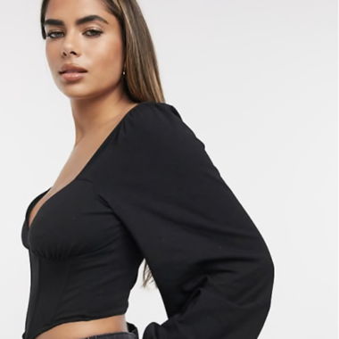 Corsett-Top mit Blouson-Ärmel