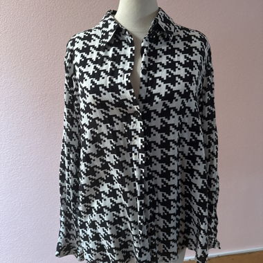 Vintage Schwarz-weisse Bluse mit Muster