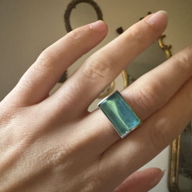 RING - 925er silber mit blauem Glas