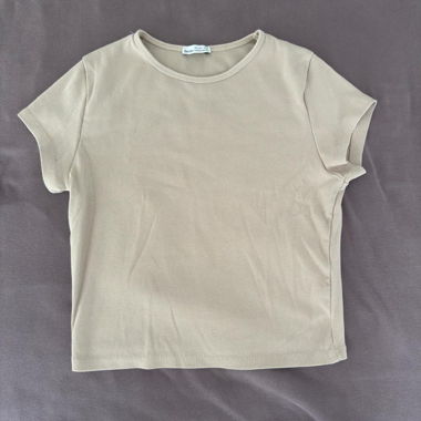 Cropped Bershka T-Shirt beige, Grösse L